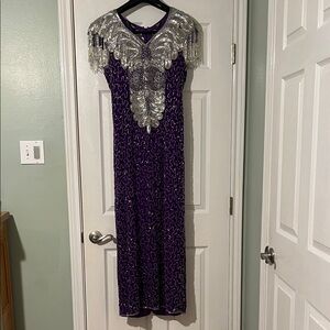 Right Choice Elegant Vintage Purple and Silver Beaded Women's Formal Dress